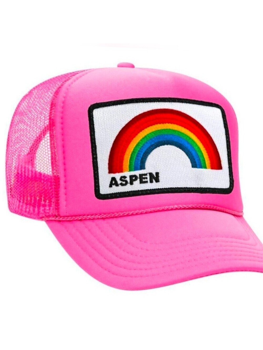 Aviator Nation Aspen Rainbow Vintage Trucker Hat Hot Pink Adjustable Unisex O/S